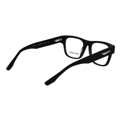 Eyeglasses Frames by Trussardi for men in acetate black features an refined silhouette, showcasing the refined black coloured frame and sophisticated full-frame frame design.