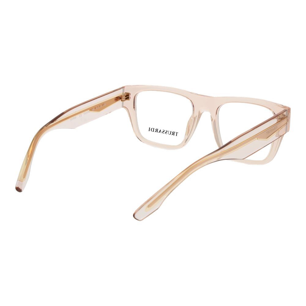 Eyeglasses Frames by Trussardi for unisex in acetate orange showcases a reflective silhouette, artfully incorporating a sophisticated coral coloured frame with a distinct full-frame frame design.