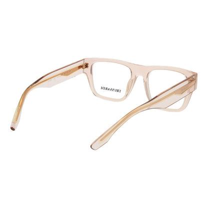 Eyeglasses Frames by Trussardi for unisex in acetate orange showcases a reflective silhouette, artfully incorporating a sophisticated coral coloured frame with a distinct full-frame frame design.