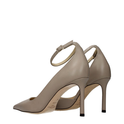 High-Heel Sandals Pumps Heels by Jimmy Choo for women in leather gray features a effortless chic silhouette, showcasing the Women's Leather High-Heel Sandals Pumps Heels design with a effortless chic high-heel and for a effortless chic finish.