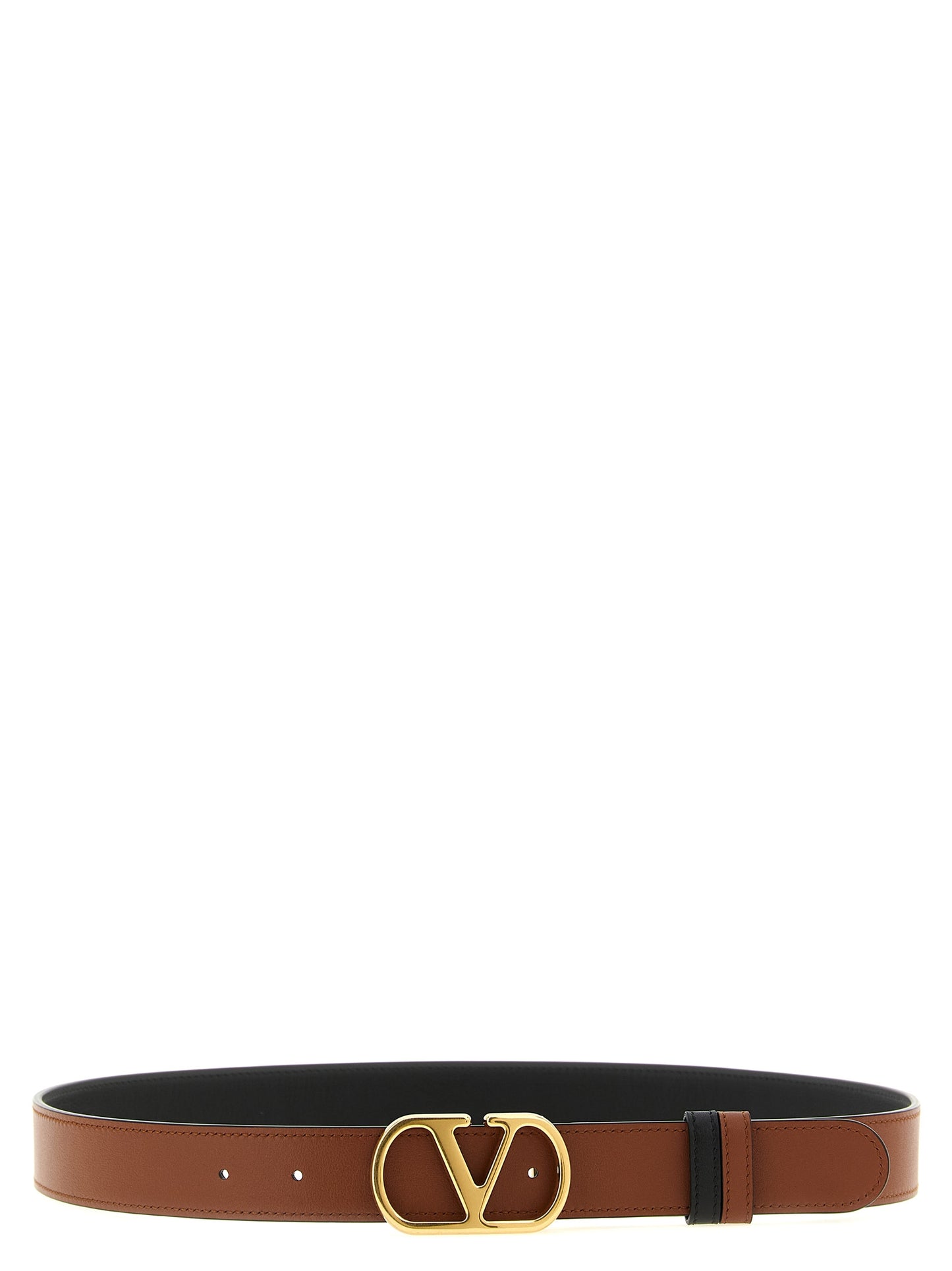 Belt by Valentino Garavani for men in calfskin leather black, brown, gold & signature presents a artisanal silhouette from the V Logo Calfskin Leather Belt collection, showcasing an artisanal design and refined craftsmanship for a artisanal look.