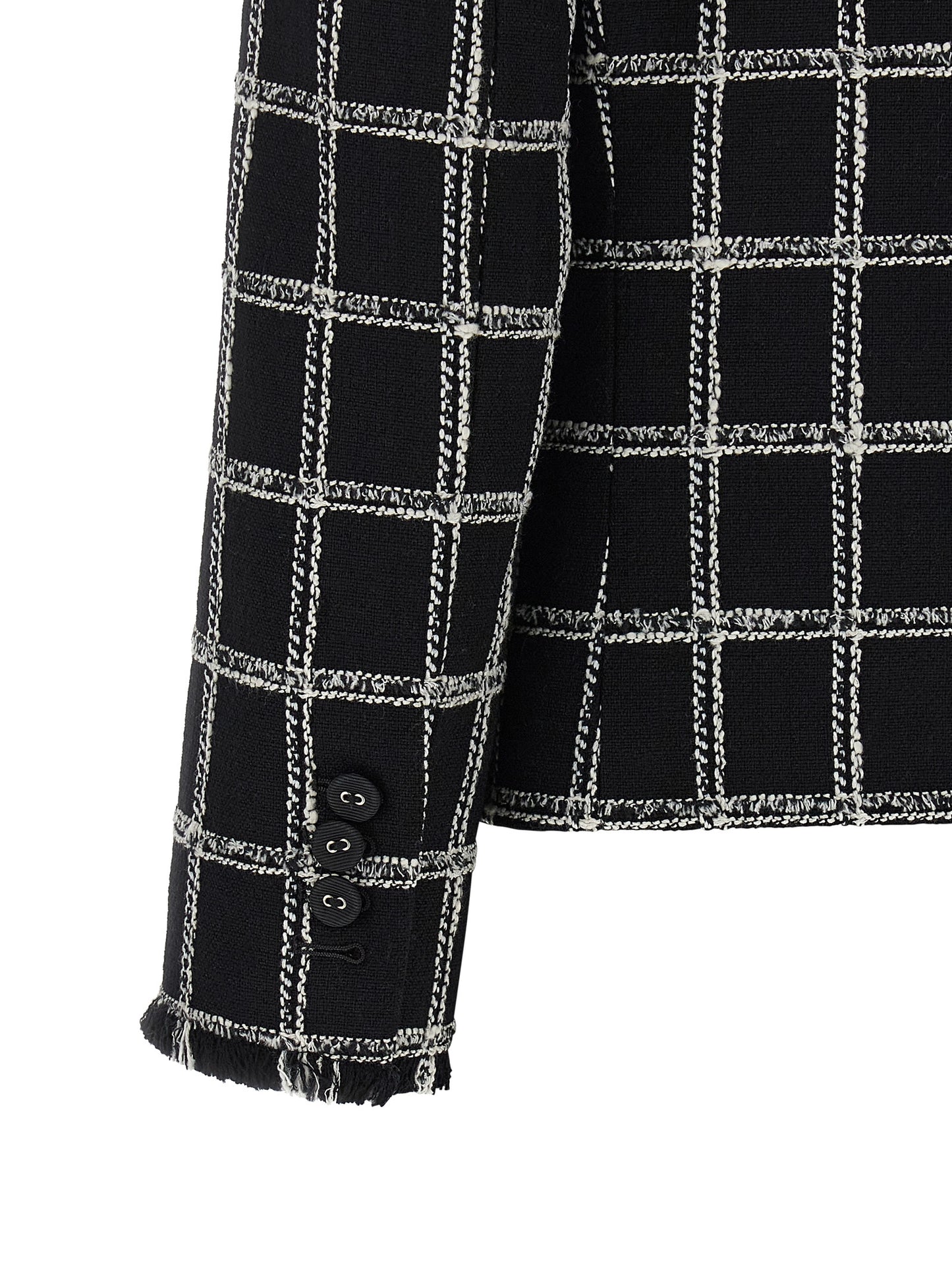 Blazer by Thom Browne for women in polyester cotton wool multicolor, patterned & striped showcases a discerning silhouette, elegantly detailed with a sophisticated and premium for a truly discerning finish.