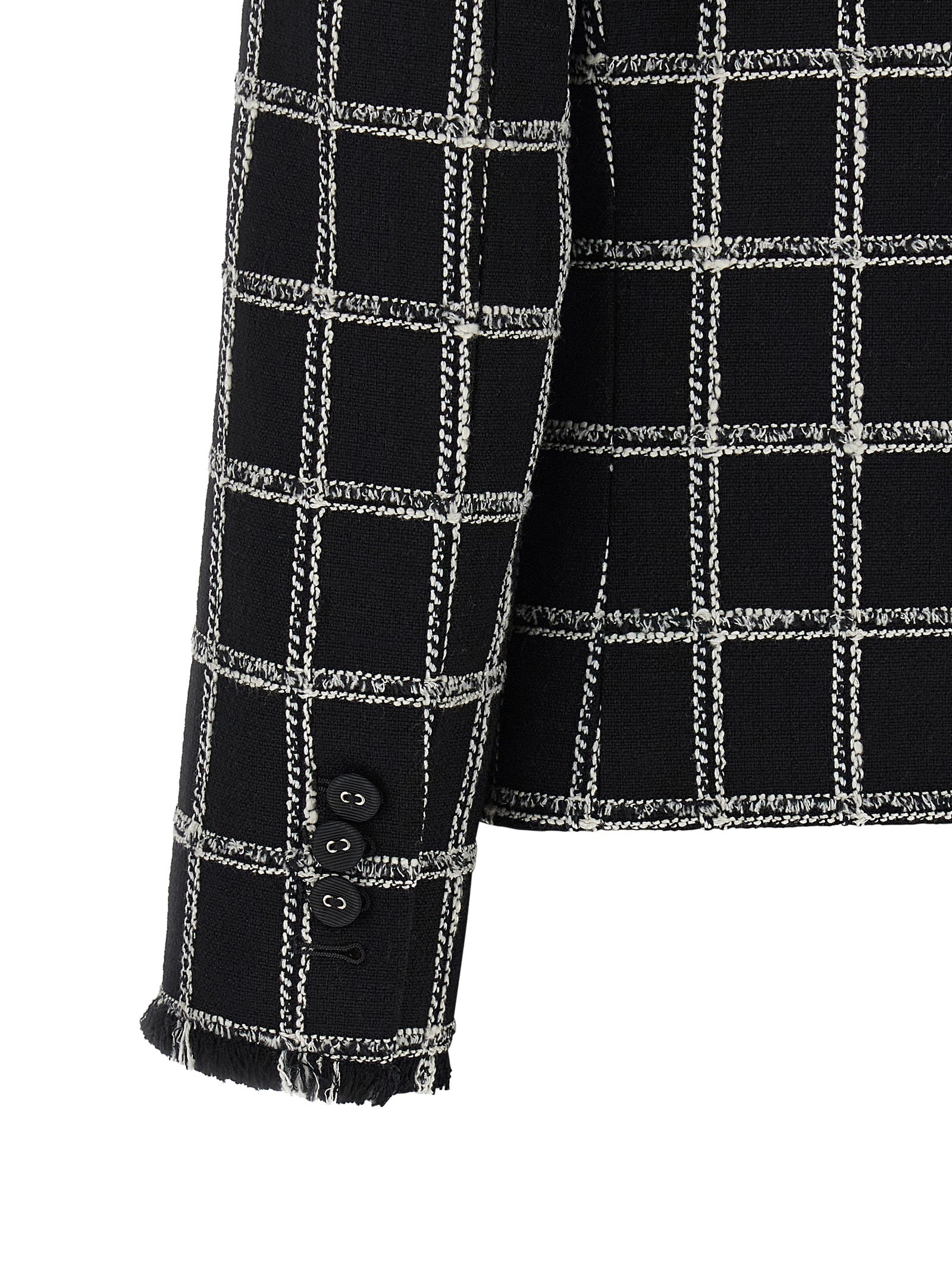 Blazer by Thom Browne for women in polyester cotton wool multicolor, patterned & striped showcases a discerning silhouette, elegantly detailed with a sophisticated and premium for a truly discerning finish.
