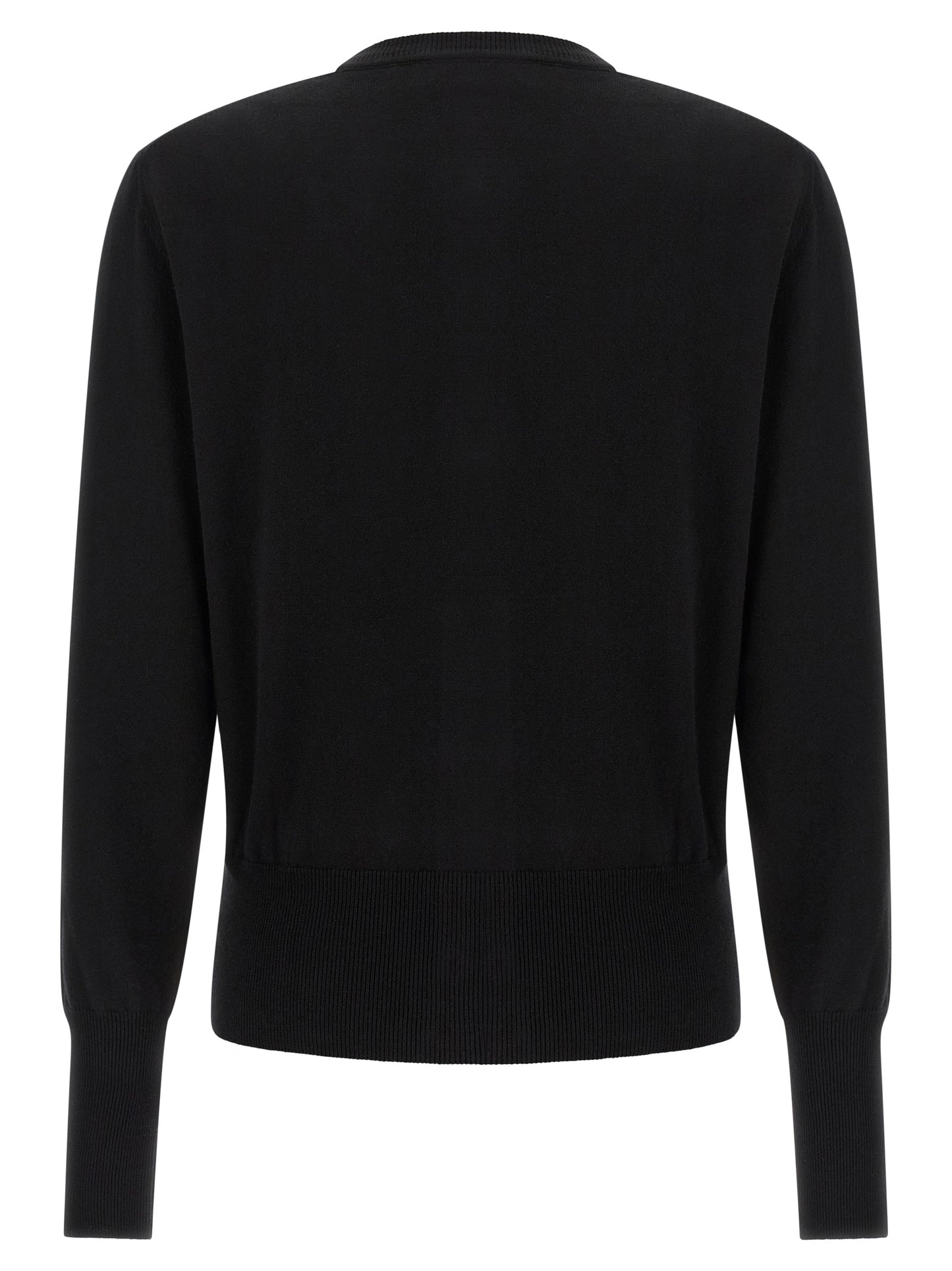 Cardigan by Vivienne Westwood for women in cashmere cotton blend amber & black showcases a luxurious silhouette, meticulously detailed with a sophisticated wrap neckline and for a refined finish.