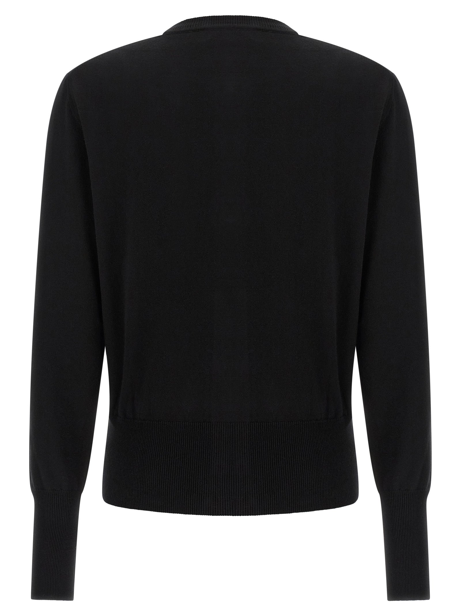 Cardigan by Vivienne Westwood for women in cashmere cotton blend amber & black showcases a luxurious silhouette, meticulously detailed with a sophisticated wrap neckline and for a refined finish.