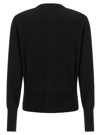 Cardigan by Vivienne Westwood for women in cashmere cotton blend amber & black showcases a luxurious silhouette, meticulously detailed with a sophisticated wrap neckline and for a refined finish.