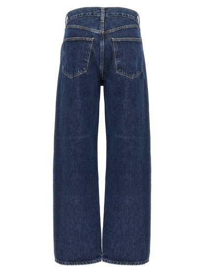 Jeans by Agolde for women in denim cotton blue & indigo features an refined tailoring silhouette, showcasing a premium wide with a and long cut for a refined tailoring look.