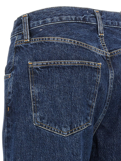 Jeans by Agolde for women in denim cotton blue & indigo presents a refined pantology silhouette, artfully defined by a refined pantology wide, long, and a sophisticated .