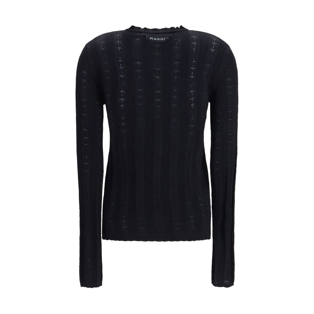 Cardigan by Marni for women in silk & merino wool black features an crisp silhouette, showcasing a sophisticated and detail for a truly crisp finish.