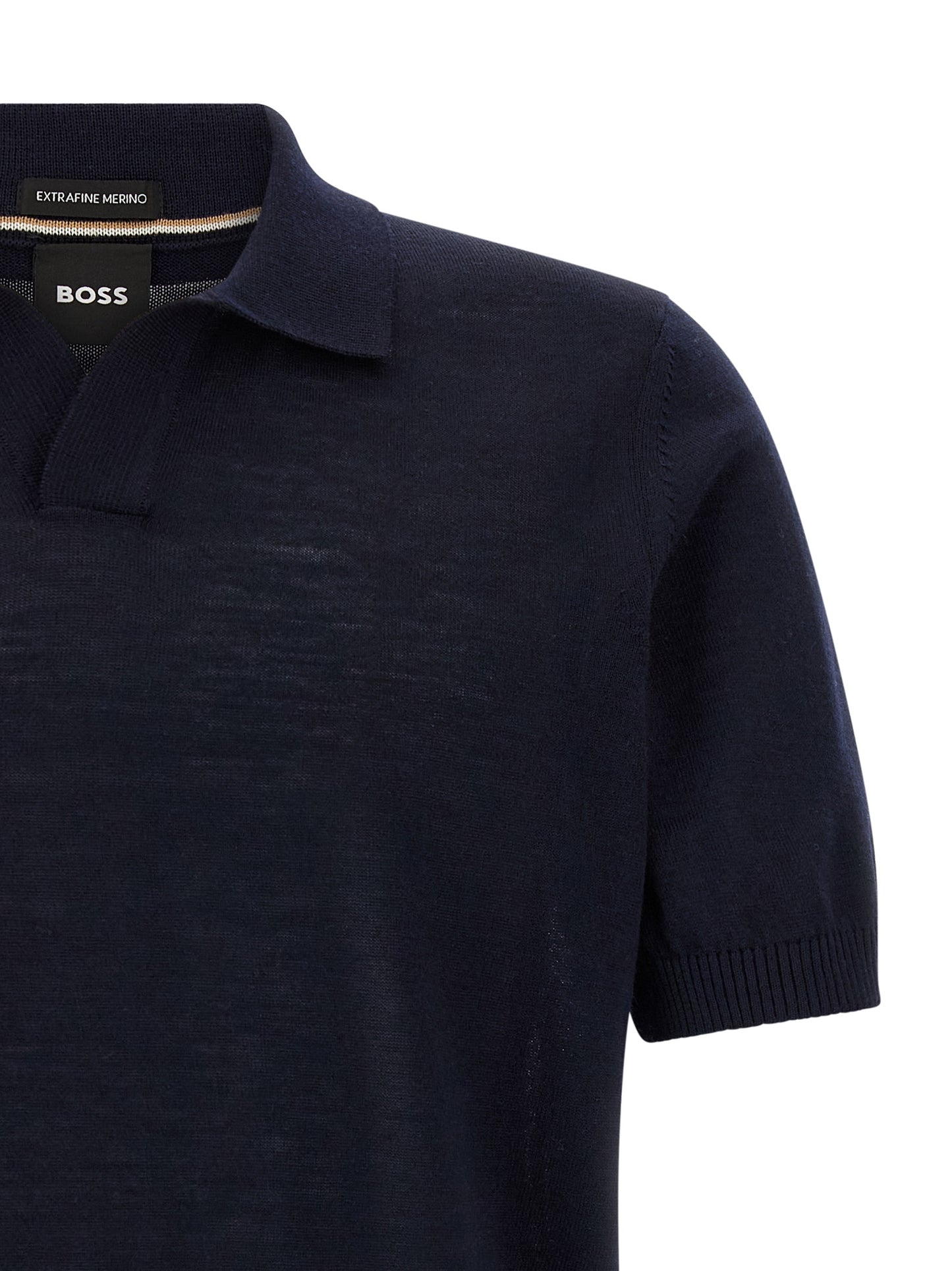 Polo Shirt by Hugo Boss for men in virgin wool dark-blue presents a crisp silhouette, artfully detailed with a crisp and crisp .