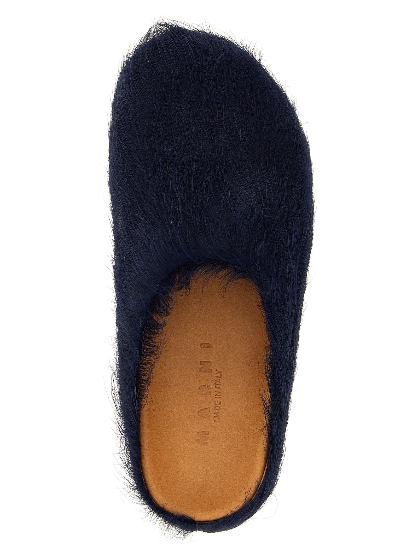 Flat Mule Mules Slip-On Shoes by Marni for men in calfskin leather blue features an ergonomic silhouette, perfectly showcasing Men's Calfskin Leather Flat Mule Mules Slip-On Shoes with its distinct flat and elegant .