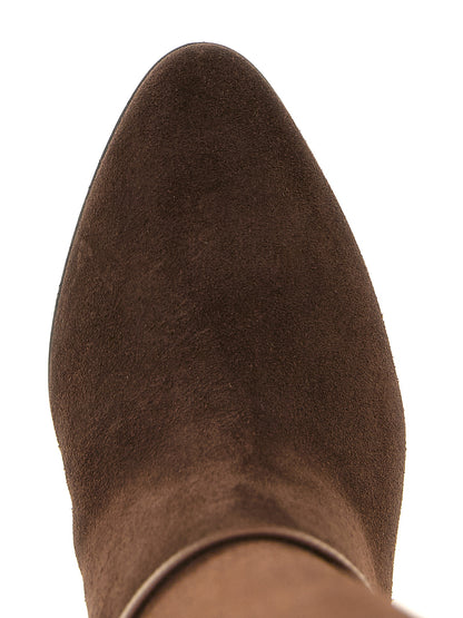 Over-The-Knee Boots by Valentino Garavani for women in calfskin & brass brown & signature features an high-performance silhouette, showcasing the sophisticated design of the Play V Logo Women's Calfskin & Brass Over-The-Knee Boots with a and a refined .