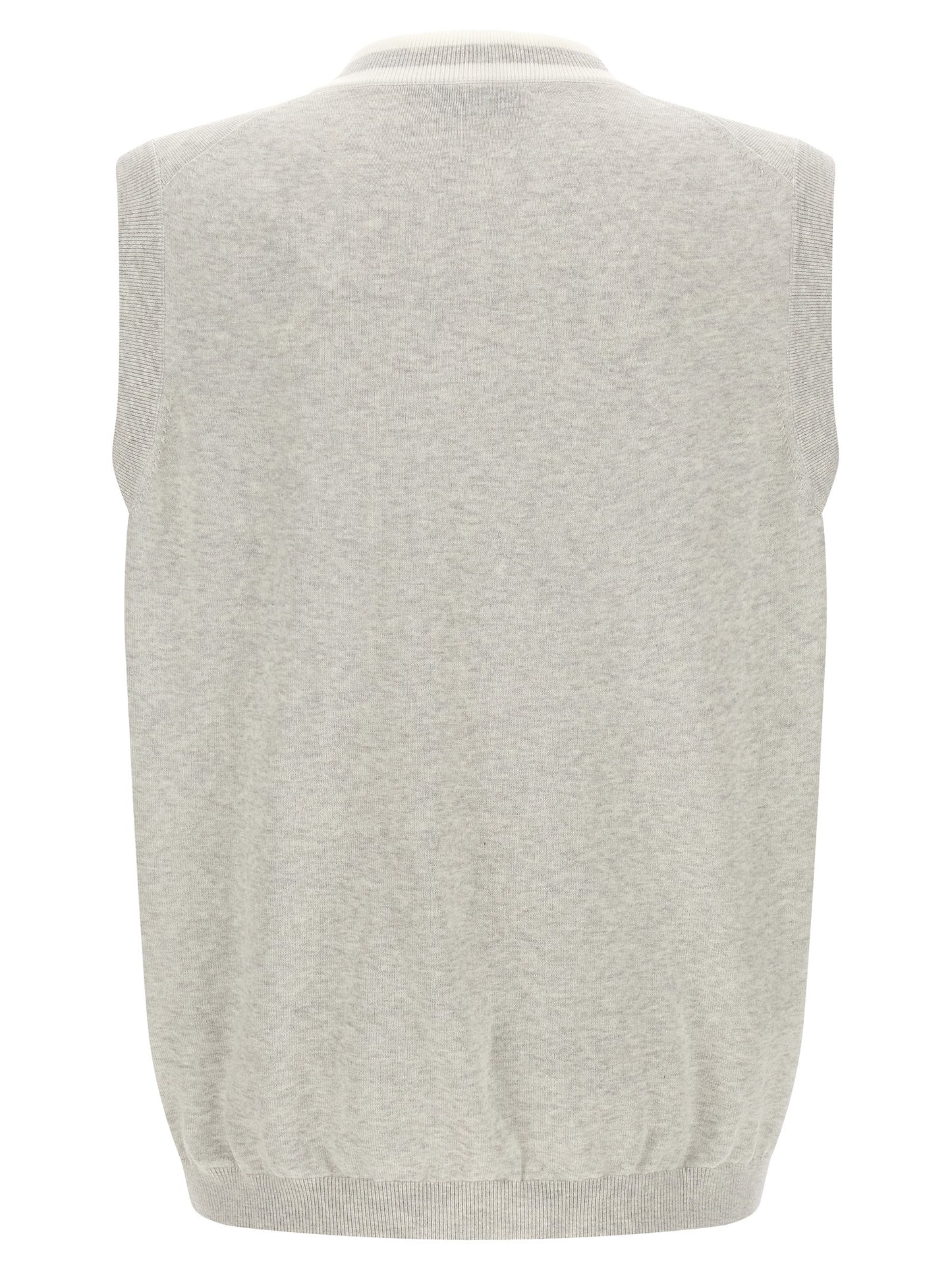 Sweater by Brunello Cucinelli for men in cotton gray, patterned & striped showcases a sumptuous silhouette, artfully finished with a sumptuous v-neck neckline and for a sophisticated, sumptuous look.