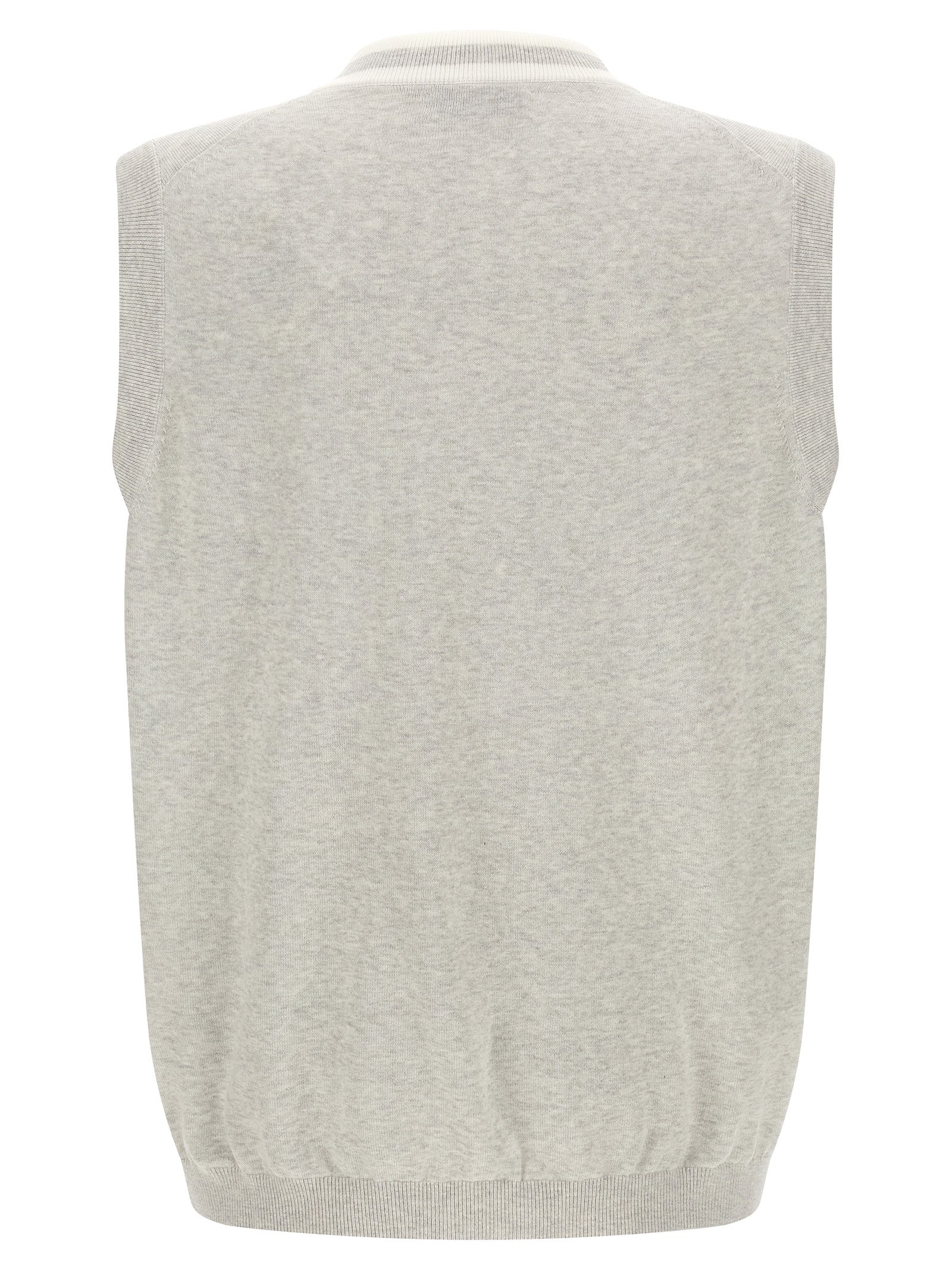 Sweater by Brunello Cucinelli for men in cotton gray, patterned & striped showcases a sumptuous silhouette, artfully finished with a sumptuous v-neck neckline and for a sophisticated, sumptuous look.