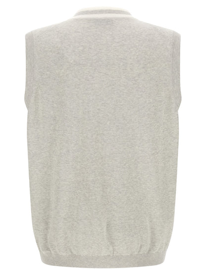 Sweater by Brunello Cucinelli for men in cotton gray, patterned & striped showcases a sumptuous silhouette, artfully finished with a sumptuous v-neck neckline and for a sophisticated, sumptuous look.