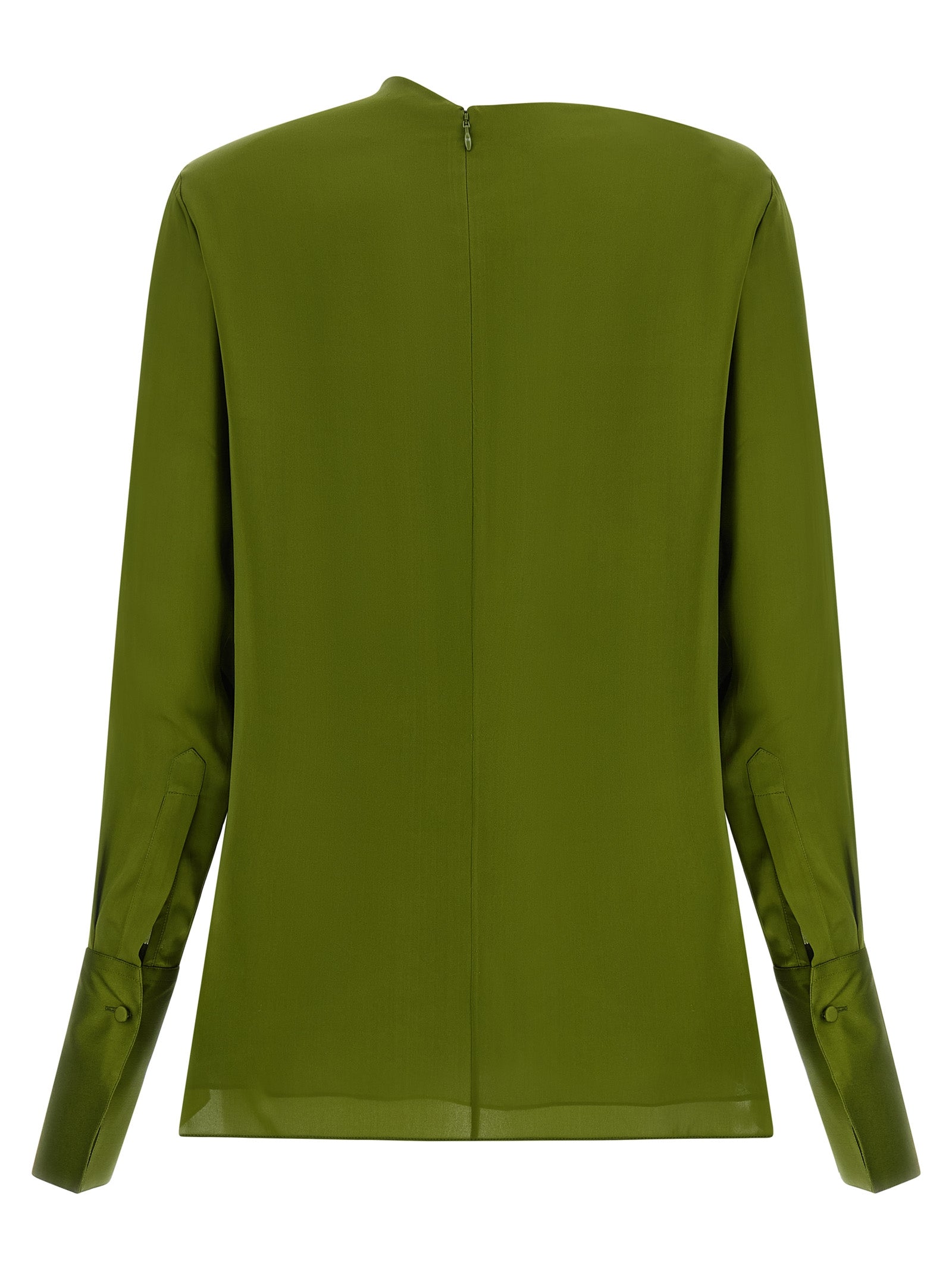 Blouse by Tom Ford for women in silk satin bicolour, green & olive presents a discerning silhouette, showcasing a sophisticated and for a truly discerning finish.