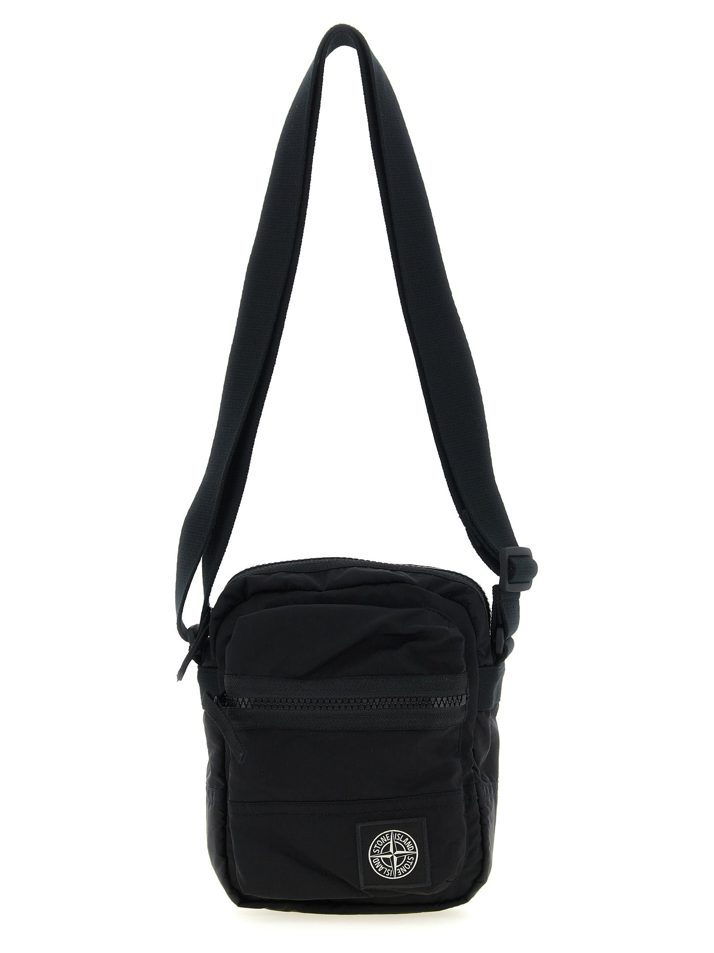 Compact Crossbody Messenger Bag by Stone Island for men in nylon black features a distinguished Nylon Compact Crossbody Messenger Bag design with a secure snap, zipper & button, ample , and versatile crossbody-strap & adjustable-strap for a distinguished look.