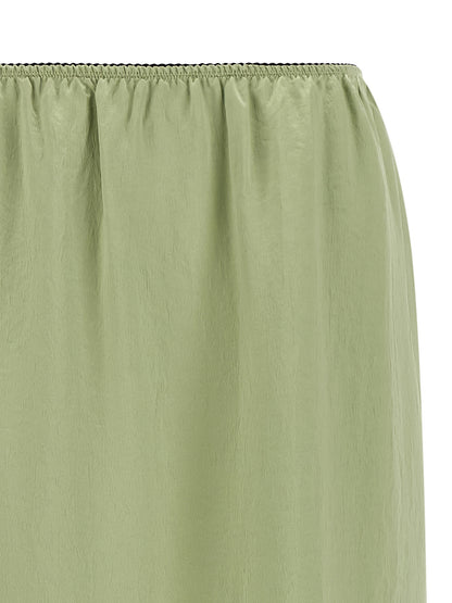 Skirt by Twinset for women in marabou acrylic satin bicolour, black & green features an relaxed-yet-refined silhouette that elegantly showcases the Grace Women's Marabou Acrylic Satin Skirt design and sophisticated midi.