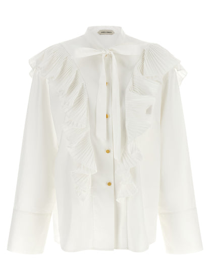 Blouse by Alberta Ferretti for women in cotton gold & white showcases a sublime silhouette, artfully detailed with a sublime and long-sleeve for a sophisticated, sublime finish.