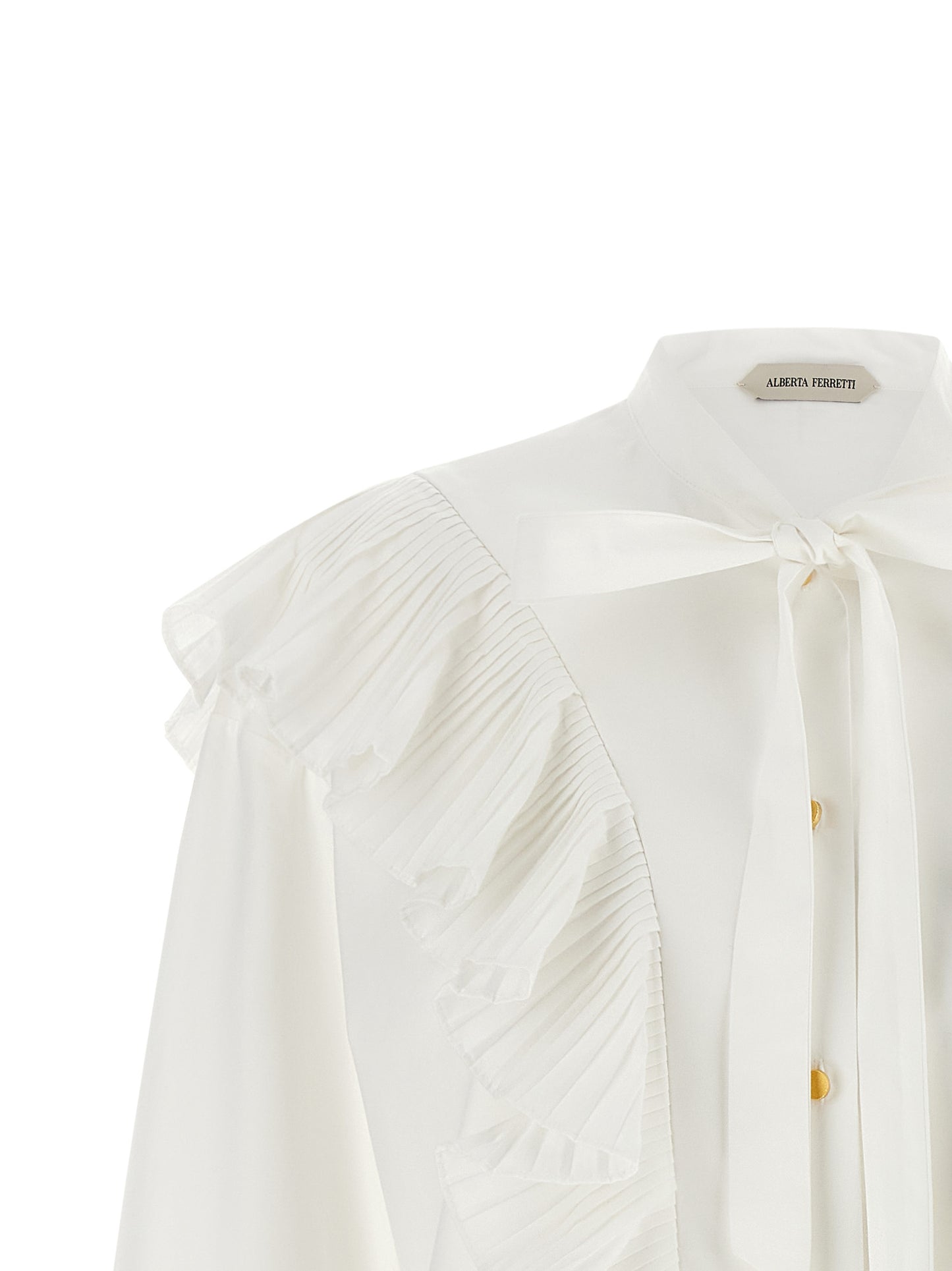 Blouse by Alberta Ferretti for women in cotton gold & white features an polished silhouette, showcasing a sophisticated and detail for a truly polished finish.