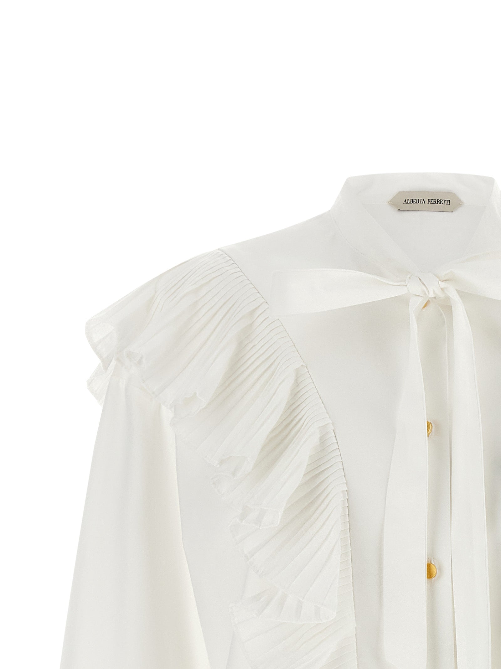 Blouse by Alberta Ferretti for women in cotton gold & white features an polished silhouette, showcasing a sophisticated and detail for a truly polished finish.