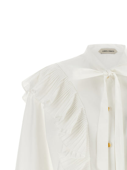 Blouse by Alberta Ferretti for women in cotton gold & white features an polished silhouette, showcasing a sophisticated and detail for a truly polished finish.
