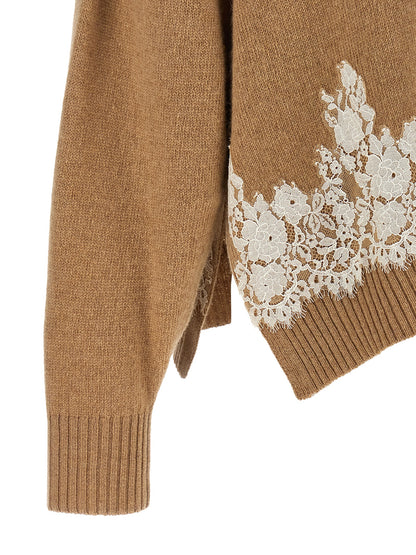 Cardigan by Alberta Ferretti for women in cashmere acrylic fiber & leather brown, camel, horn, natural & white features an crisp silhouette, showcasing a sophisticated and detail for a truly crisp finish.