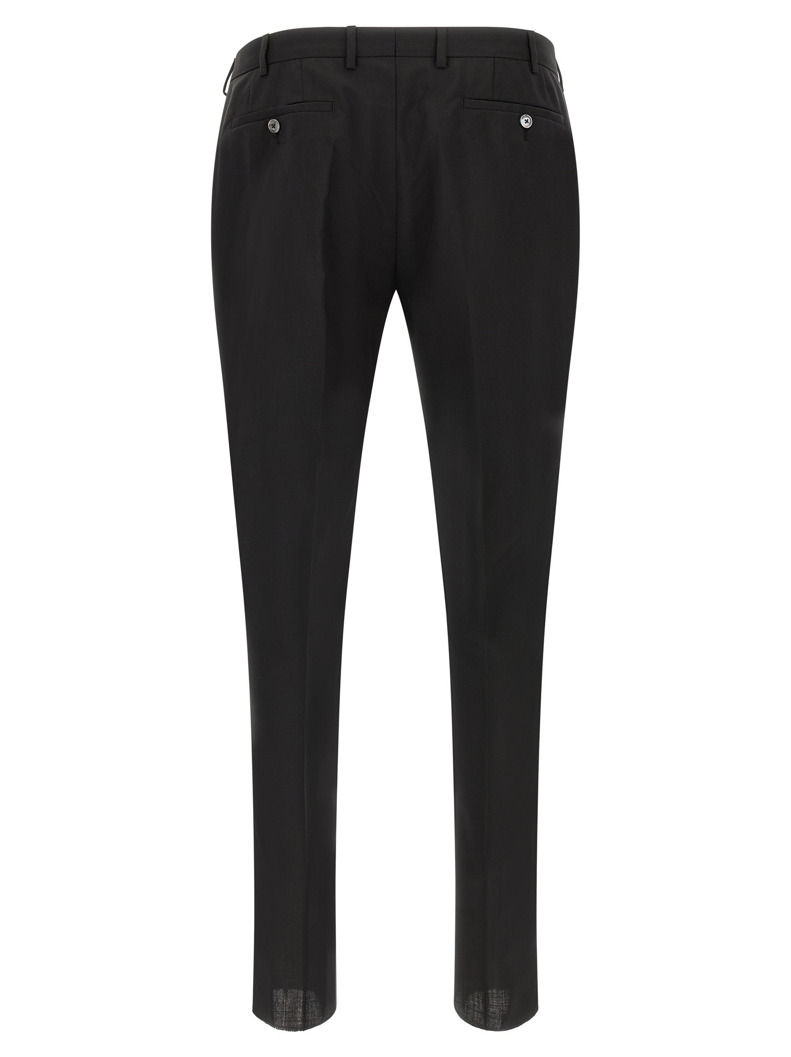 Pant Suit by Pal Zileri for men in satin wool black presents a sharp silhouette, artfully finished with a sharp and a sophisticated straight for a truly sharp look.