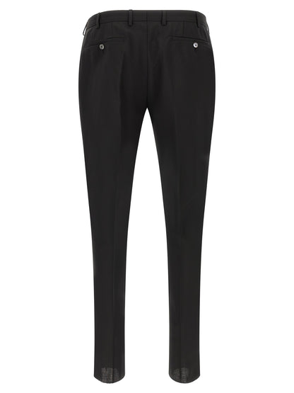 Pant Suit by Pal Zileri for men in satin wool black presents a sharp silhouette, artfully finished with a sharp and a sophisticated straight for a truly sharp look.