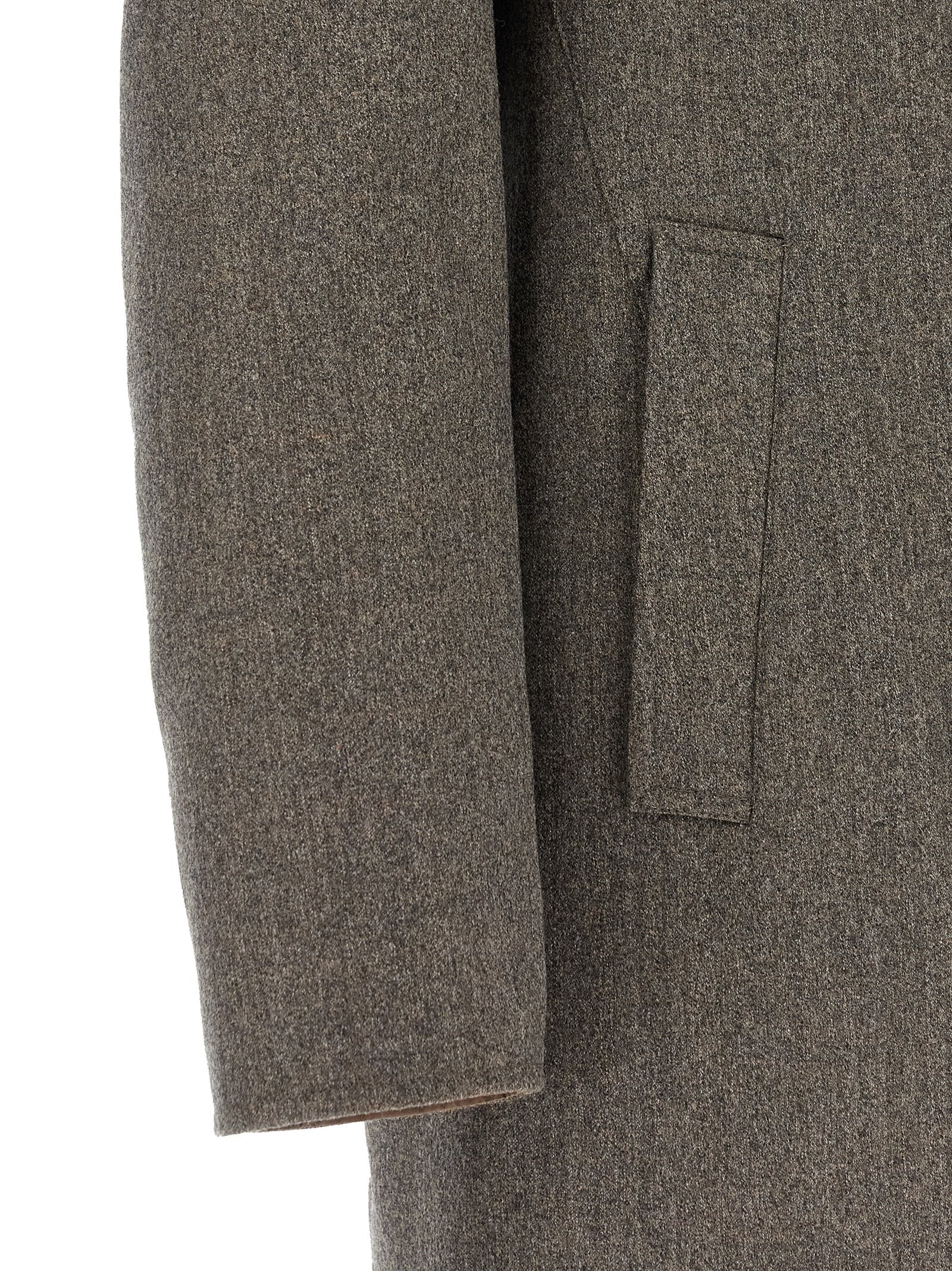 Rain Coat by Pal Zileri for men in wool brown & gray features an contemporary silhouette, showcasing a sophisticated and contemporary for a premium, weather-ready look.