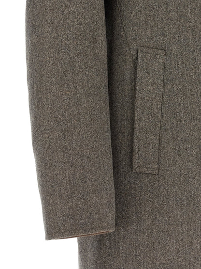 Rain Coat by Pal Zileri for men in wool brown & gray features an contemporary silhouette, showcasing a sophisticated and contemporary for a premium, weather-ready look.