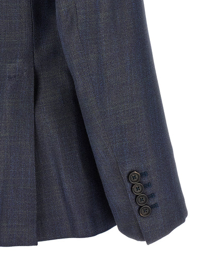 Blazer by Pal Zileri for men in viscose gold & navy presents a distinguished silhouette, detailed with a distinguished and distinctive for a truly sophisticated finish.