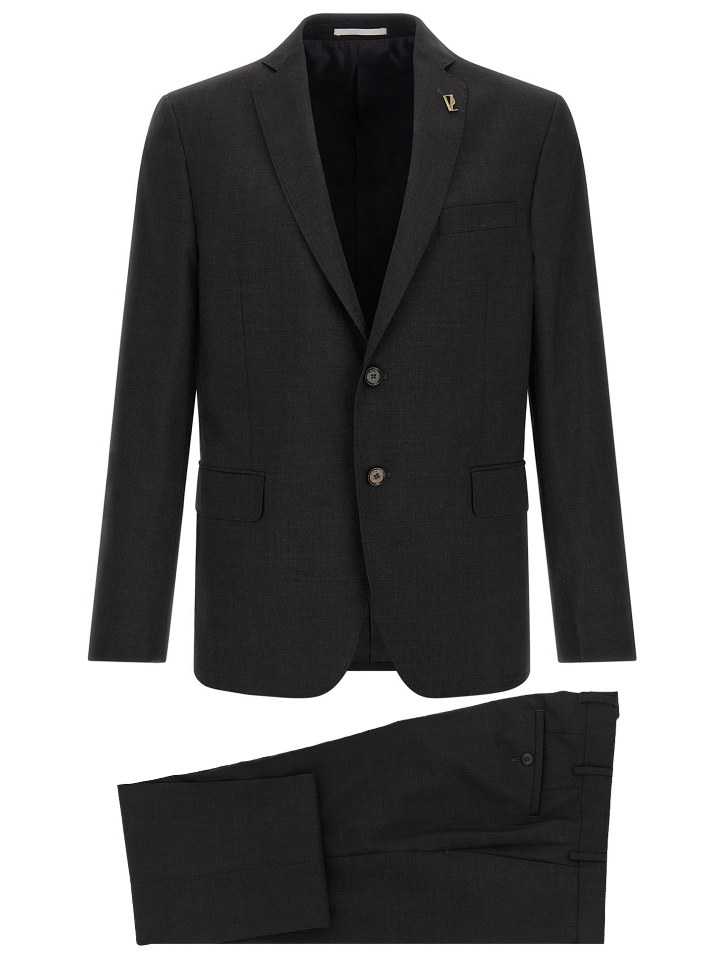 Pant Suit by Pal Zileri for men in wool gray presents a sharp silhouette, artfully finished with a sharp and a sophisticated for a truly sharp look.