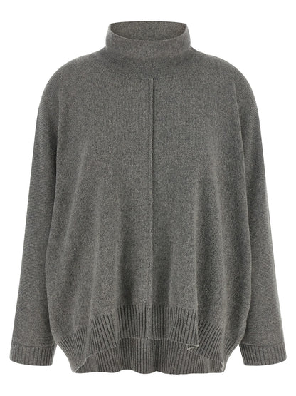 Cardigan by Alberta Ferretti for women in cashmere & acrylic fiber camel, gray & gold features a dramatic silhouette, showcasing a sophisticated and dramatic detail for a timeless, premium look.