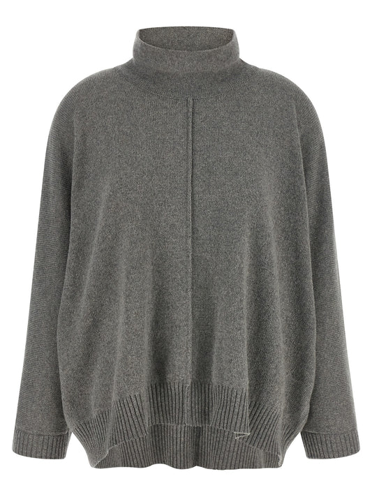 Cardigan by Alberta Ferretti for women in cashmere & acrylic fiber camel, gray & gold features a dramatic silhouette, showcasing a sophisticated and dramatic detail for a timeless, premium look.