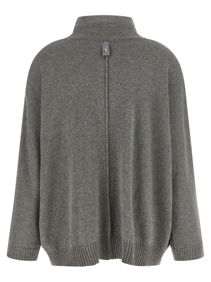 Cardigan by Alberta Ferretti for women in cashmere & acrylic fiber camel, gray & gold features an impeccable silhouette, showcasing a sophisticated and detail for a truly impeccable finish.