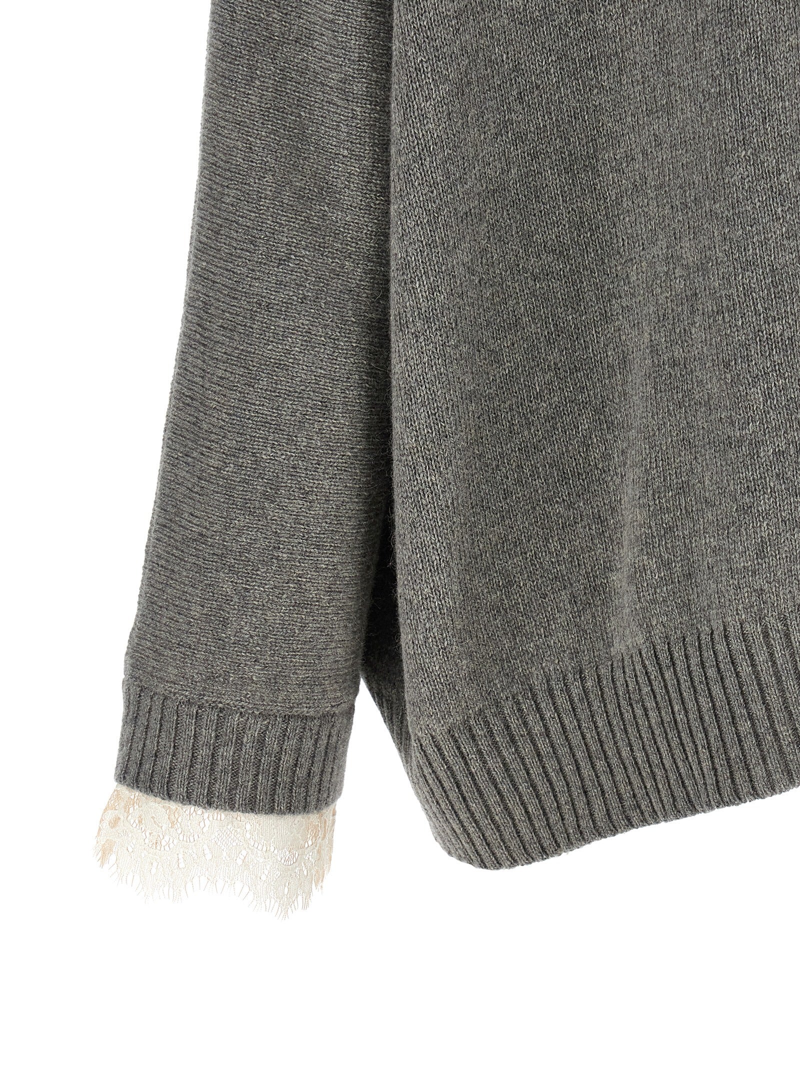 Cardigan by Alberta Ferretti for women in cashmere & acrylic fiber camel, gray & gold showcases a luxurious silhouette, meticulously detailed with a sophisticated and for a refined finish.