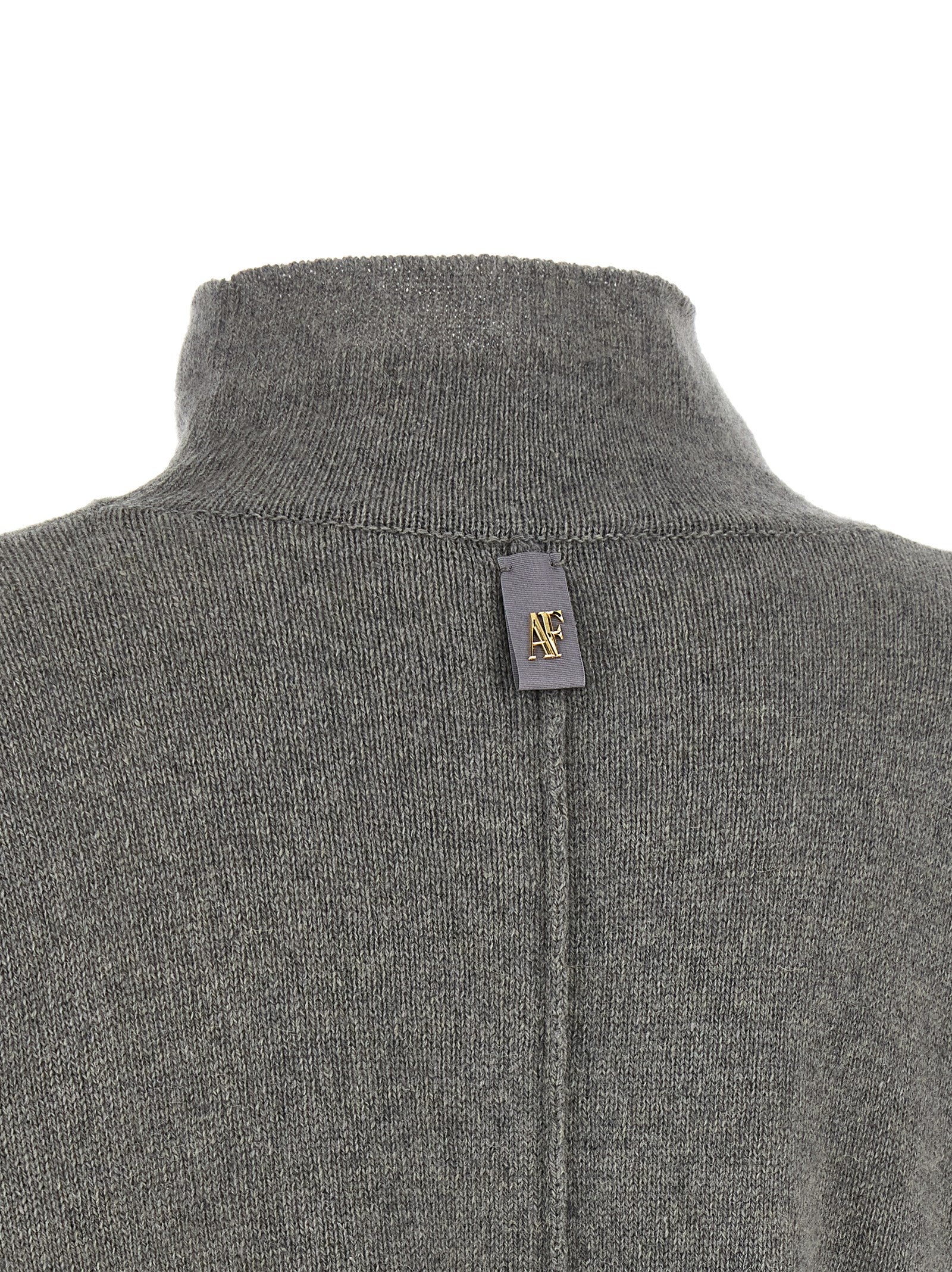 Cardigan by Alberta Ferretti for women in cashmere & acrylic fiber camel, gray & gold presents a textural silhouette, artfully finished with a textural and for a sophisticated, textural look.