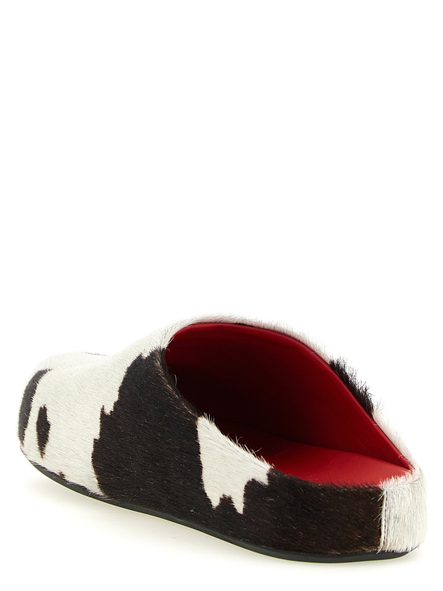 Clogs Flat Shoes by Marni for men in bos taurus calfskin leather animal, multicolor, red & print showcases a resplendent Pony Men's Bos Taurus Calfskin Leather Clogs Flat Shoes aesthetic with a and .
