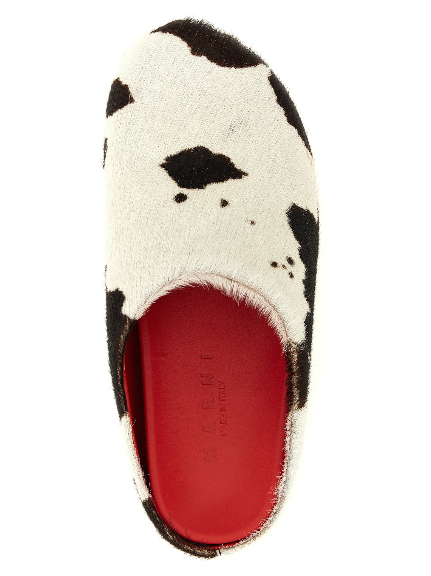 Clogs Flat Shoes by Marni for men in bos taurus calfskin leather animal, multicolor, red & print showcases a dynamic silhouette, artfully capturing Pony Men's Bos Taurus Calfskin Leather Clogs Flat Shoes through its distinctive and elegant .