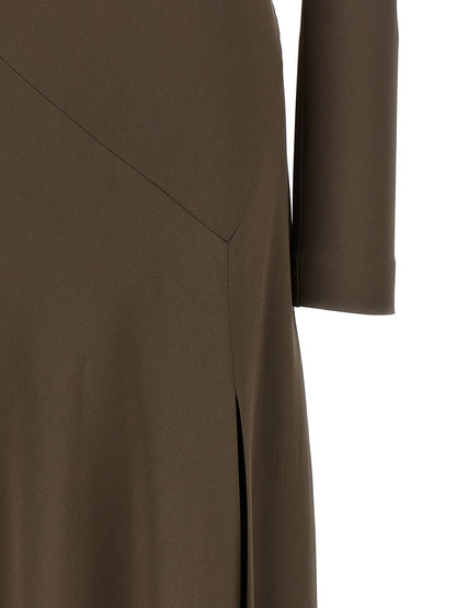 Dress by Alberta Ferretti for women in viscose brown features an cute silhouette, detailed with a and that elegantly flows into a cute long.