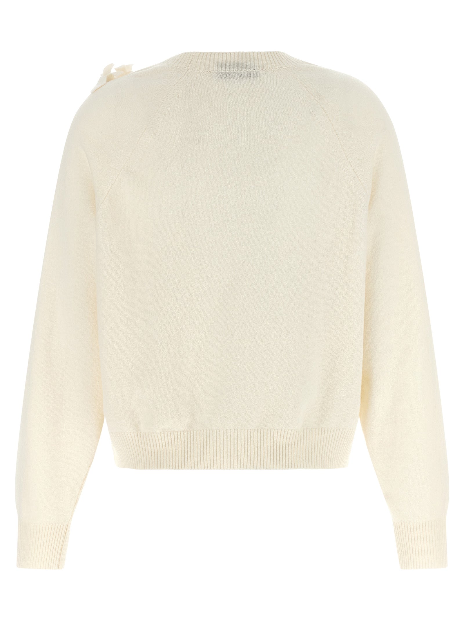 Cardigan by Alberta Ferretti for women in virgin wool white & floral features a dramatic silhouette, showcasing a sophisticated and dramatic detail for a timeless, premium look.