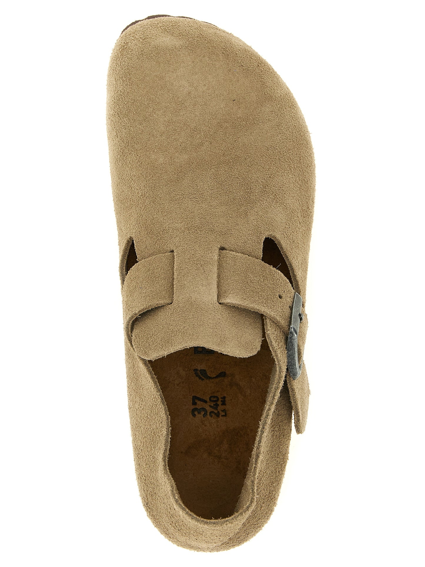Clogs Flat Shoes by Birkenstock for women in bos taurus suede leather & eva beige presents a impeccable silhouette as Women's Bos Taurus Suede Leather & EVA Clogs Flat Shoes, artfully designed with a and a impeccable for a refined, upscale finish.