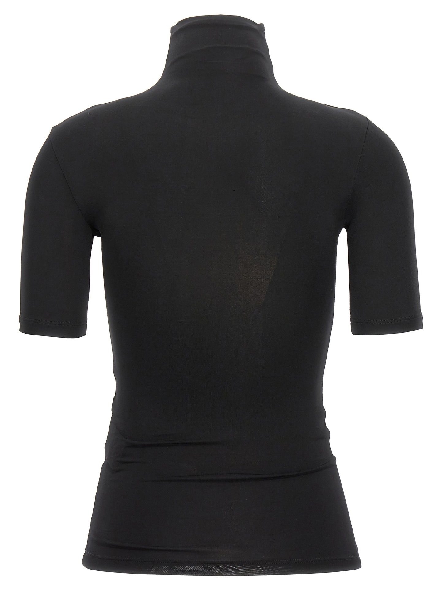 Activewear T-Shirt by Off-White for women in stretch fabric & acetate black, white & signature features a sporty silhouette with and turtle neckline, showcasing innovative for a sporty finish.