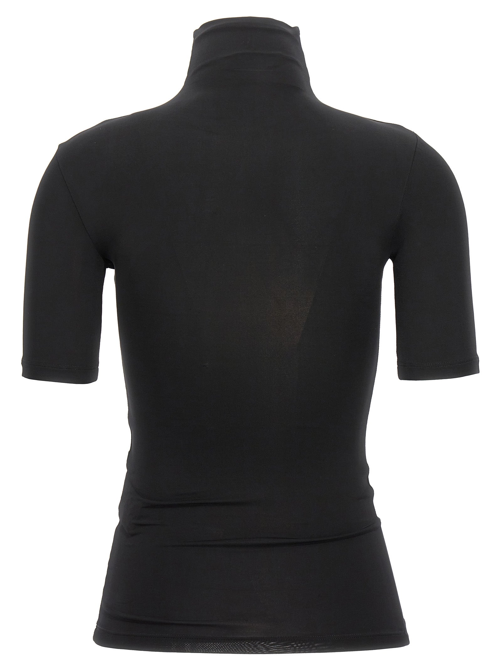 Activewear T-Shirt by Off-White for women in stretch fabric & acetate black, white & signature features a sporty silhouette with and turtle neckline, showcasing innovative for a sporty finish.