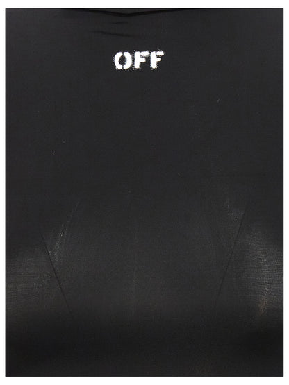Activewear T-Shirt by Off-White for women in stretch fabric & acetate black, white & signature features a dynamic silhouette with and enhanced by functional .