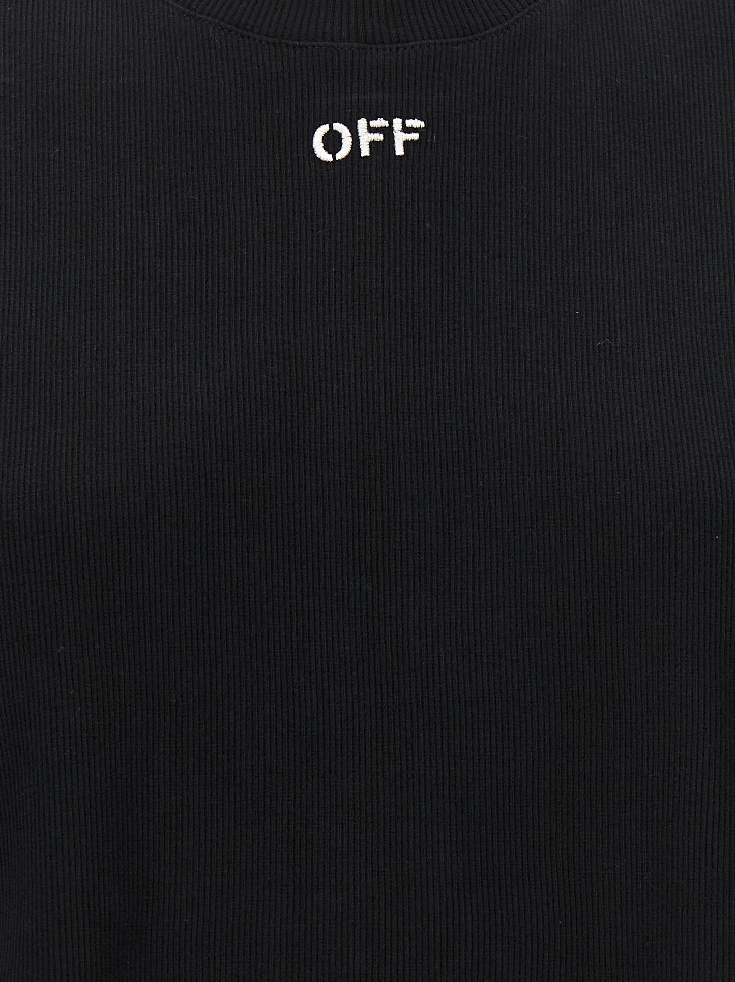 T-Shirt by Off-White for women in stretch cotton black & white showcases a fashionable silhouette, elegantly detailed with a fashionable and for a sophisticated, high-fashion look.