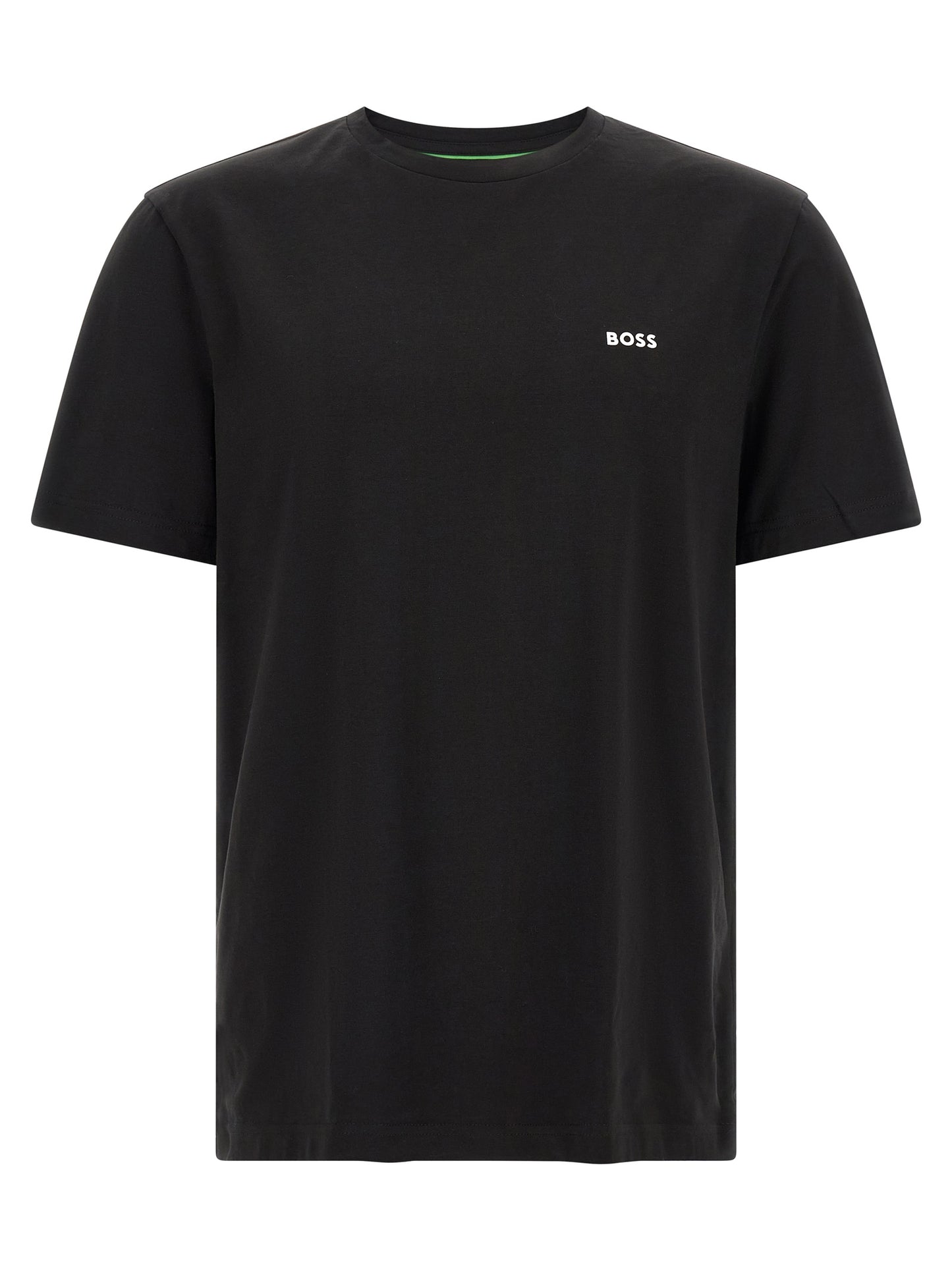 T-Shirt by Hugo Boss for men in stretch cotton black, green & signature features an edgy silhouette, meticulously detailed with a sophisticated and crew neckline for a truly edgy finish.