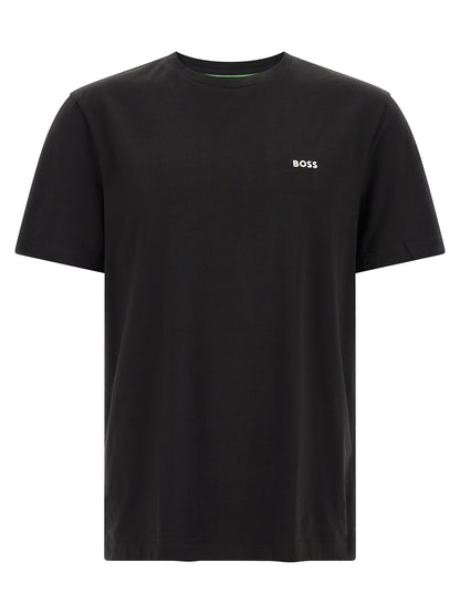 T-Shirt by Hugo Boss for men in stretch cotton black, green & signature features an edgy silhouette, meticulously detailed with a sophisticated and crew neckline for a truly edgy finish.