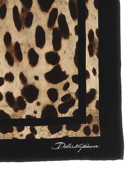 Scarf by Dolce & Gabbana for women in silk black, brown, white, leopard-print, signature & print presents a effortlessly chic silhouette, artfully capturing the essence of the effortlessly chic Silk Scarf design for a sophisticated look.
